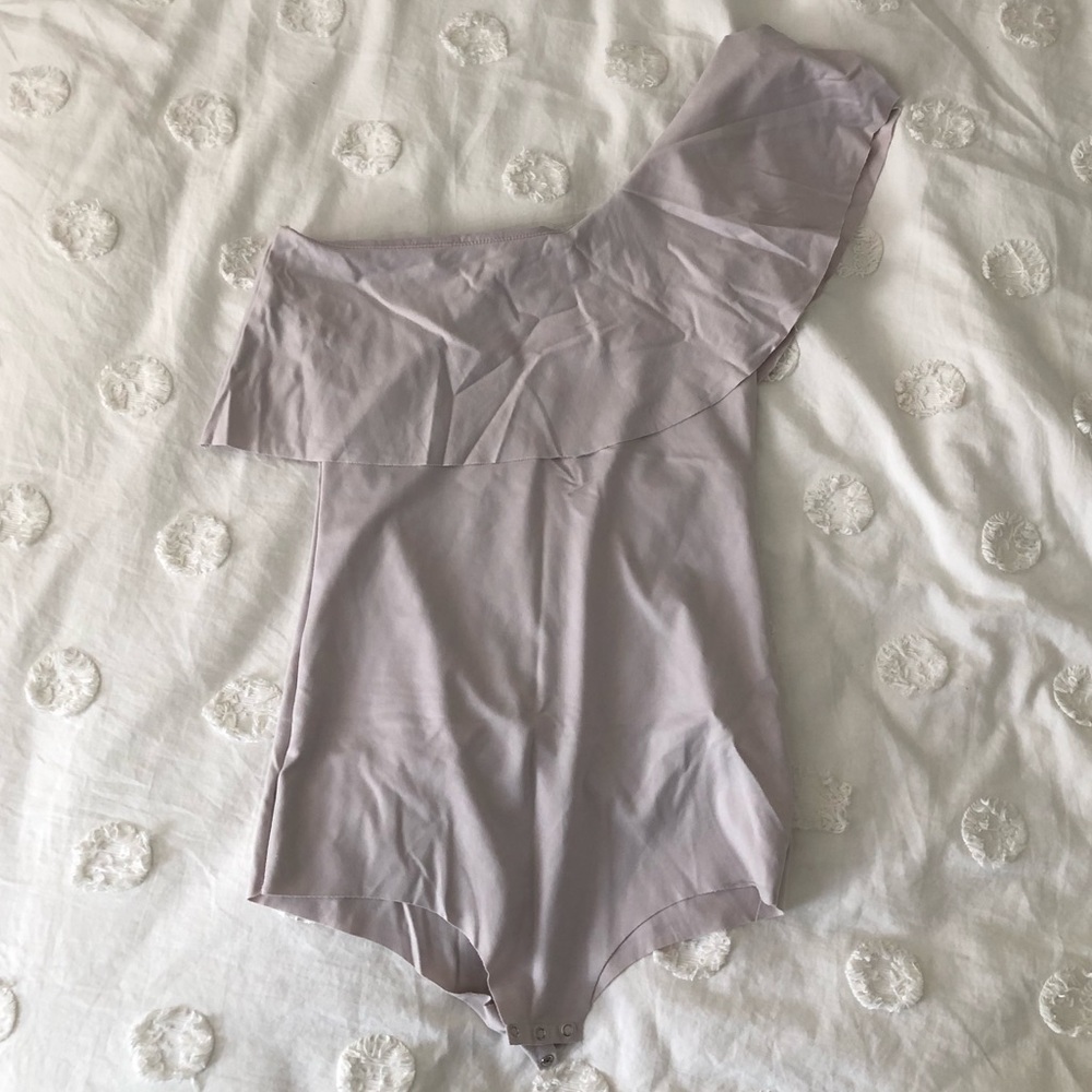 Zara One Shoulder Body Suit with Ruffle Detail